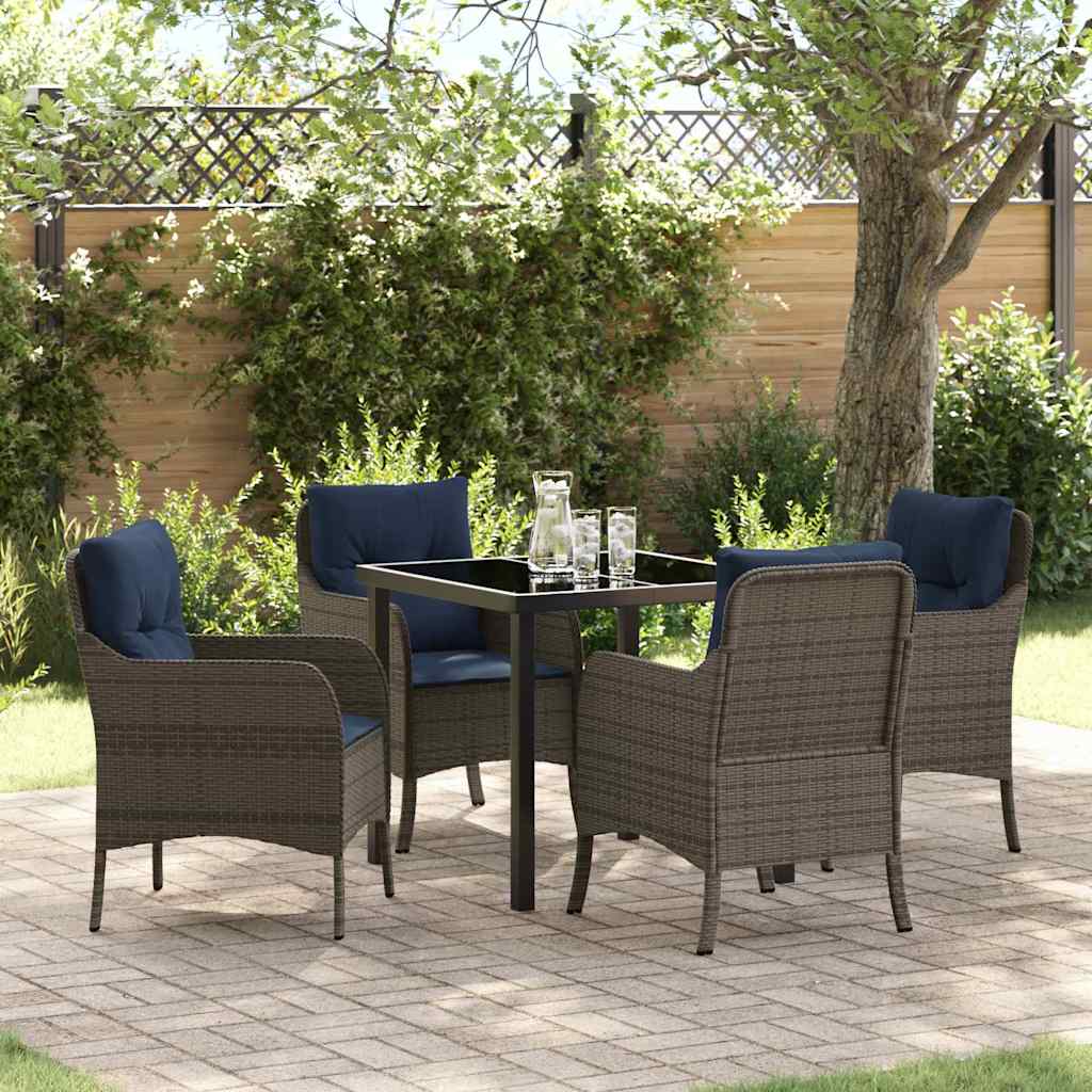 Conjunto de Comedor de Jardín 5 pcs Gris ratán sintético