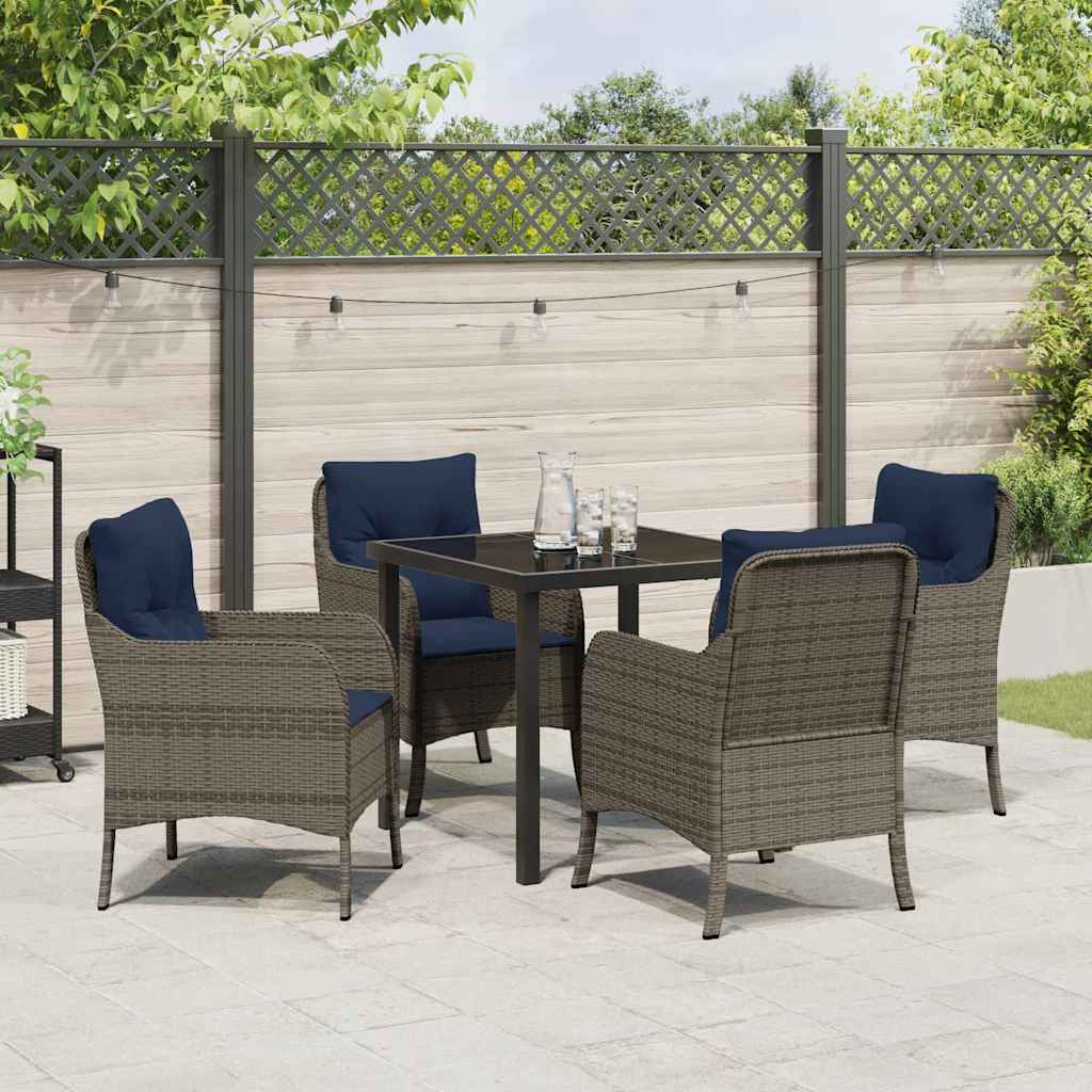 Conjunto de Comedor de Jardín 5 pcs Gris ratán sintético