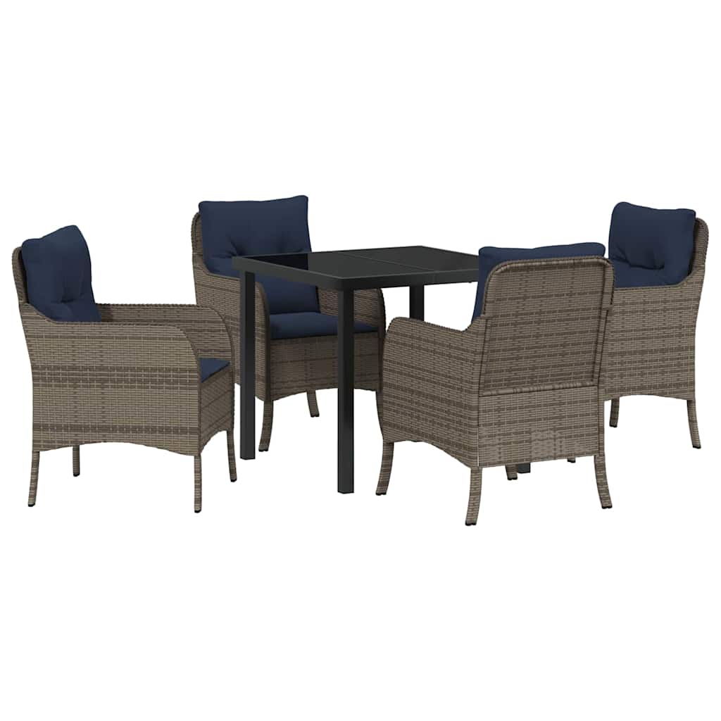 Conjunto de Comedor de Jardín 5 pcs Gris ratán sintético