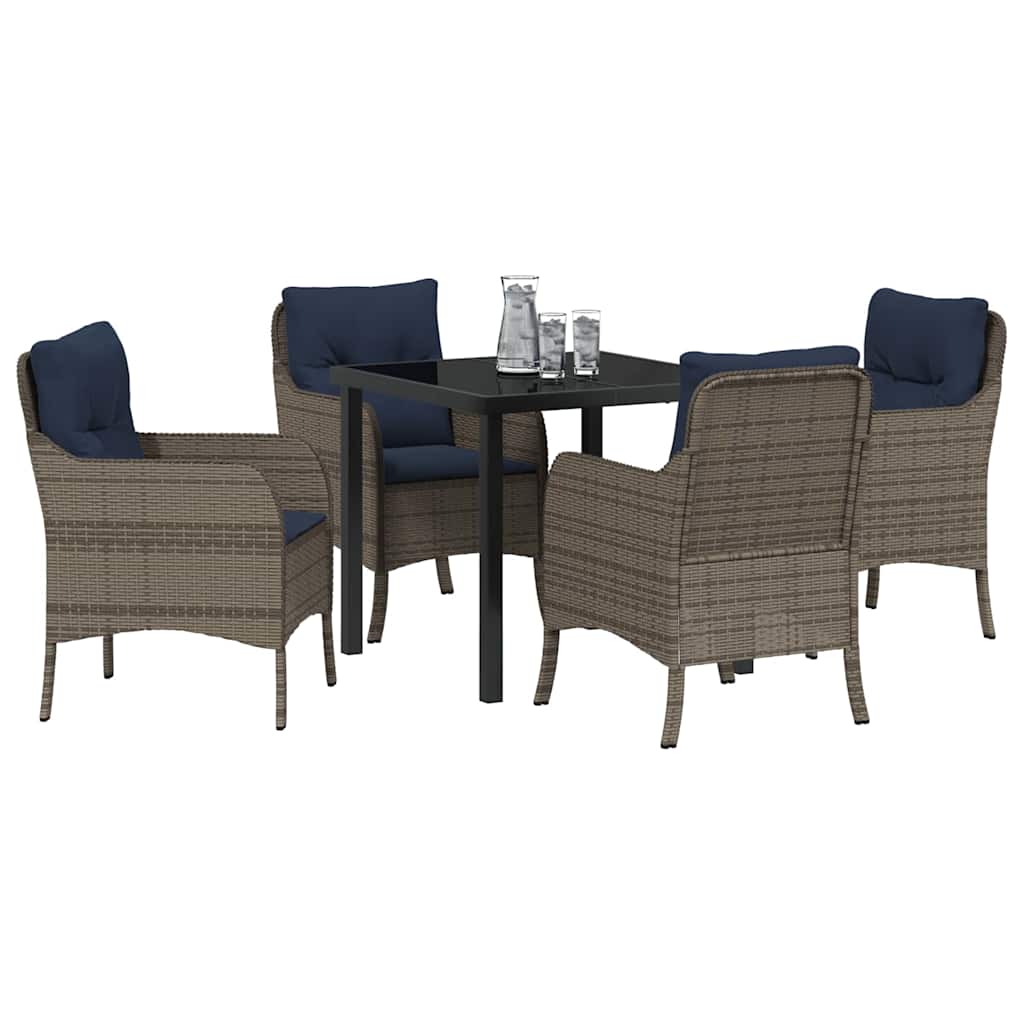 Conjunto de Comedor de Jardín 5 pcs Gris ratán sintético