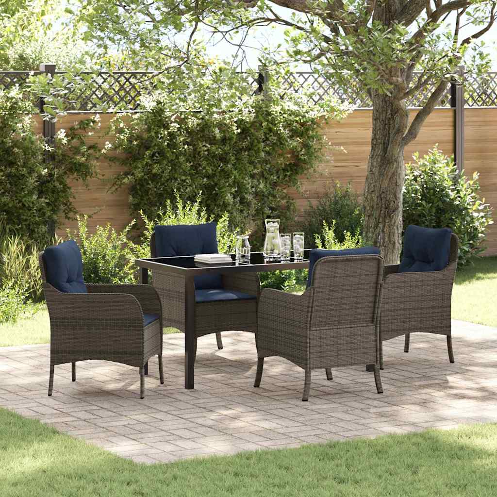 Conjunto de Jantar de Jardim 5 pçs Cinzento Vime Sintético