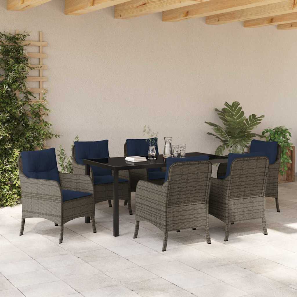 Conjunto de Comedor de Jardín 7 pcs Gris ratán sintético