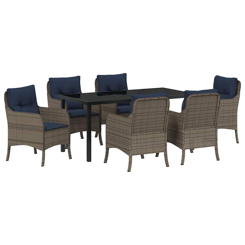 Conjunto de Comedor de Jardín 7 pcs Gris ratán sintético