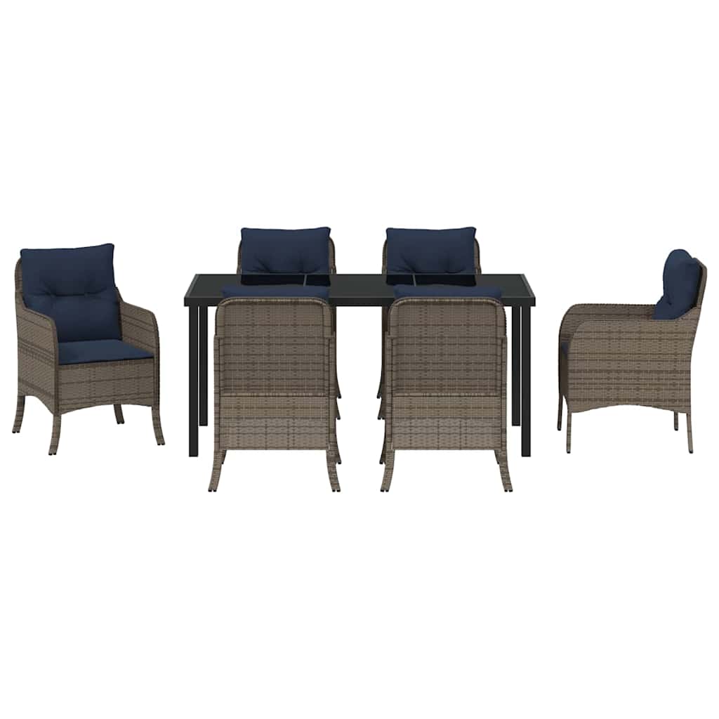 Conjunto de Comedor de Jardín 7 pcs Gris ratán sintético