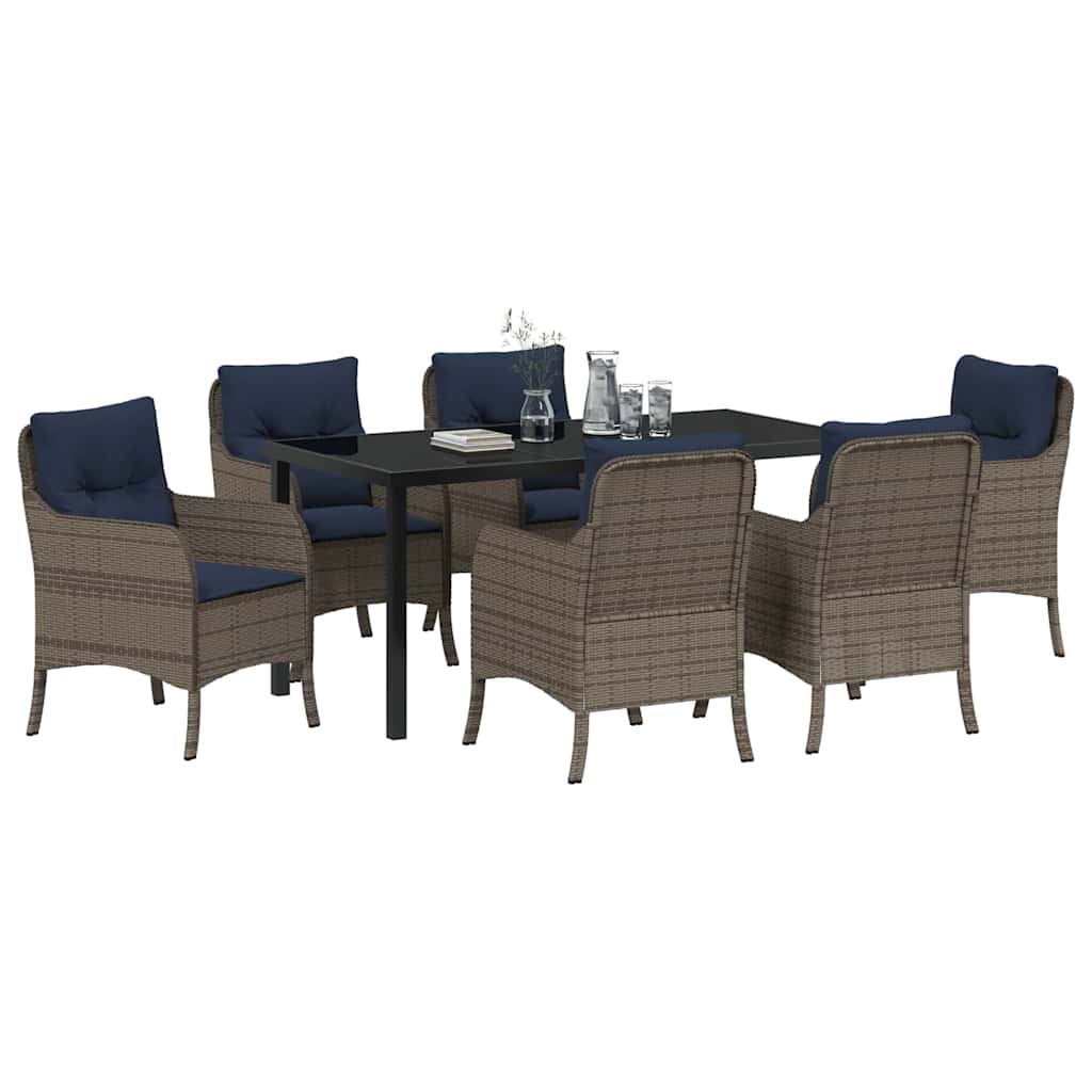 Conjunto de Comedor de Jardín 7 pcs Gris ratán sintético
