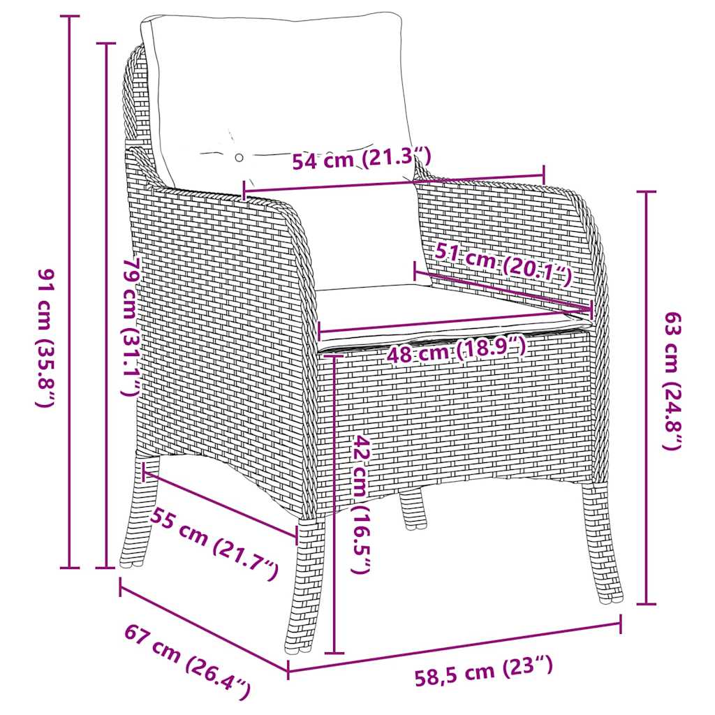 Conjunto de Comedor de Jardín 7 pcs Gris ratán sintético