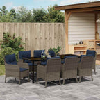 Conjunto de Comedor de Jardín 9 pcs Gris ratán sintético
