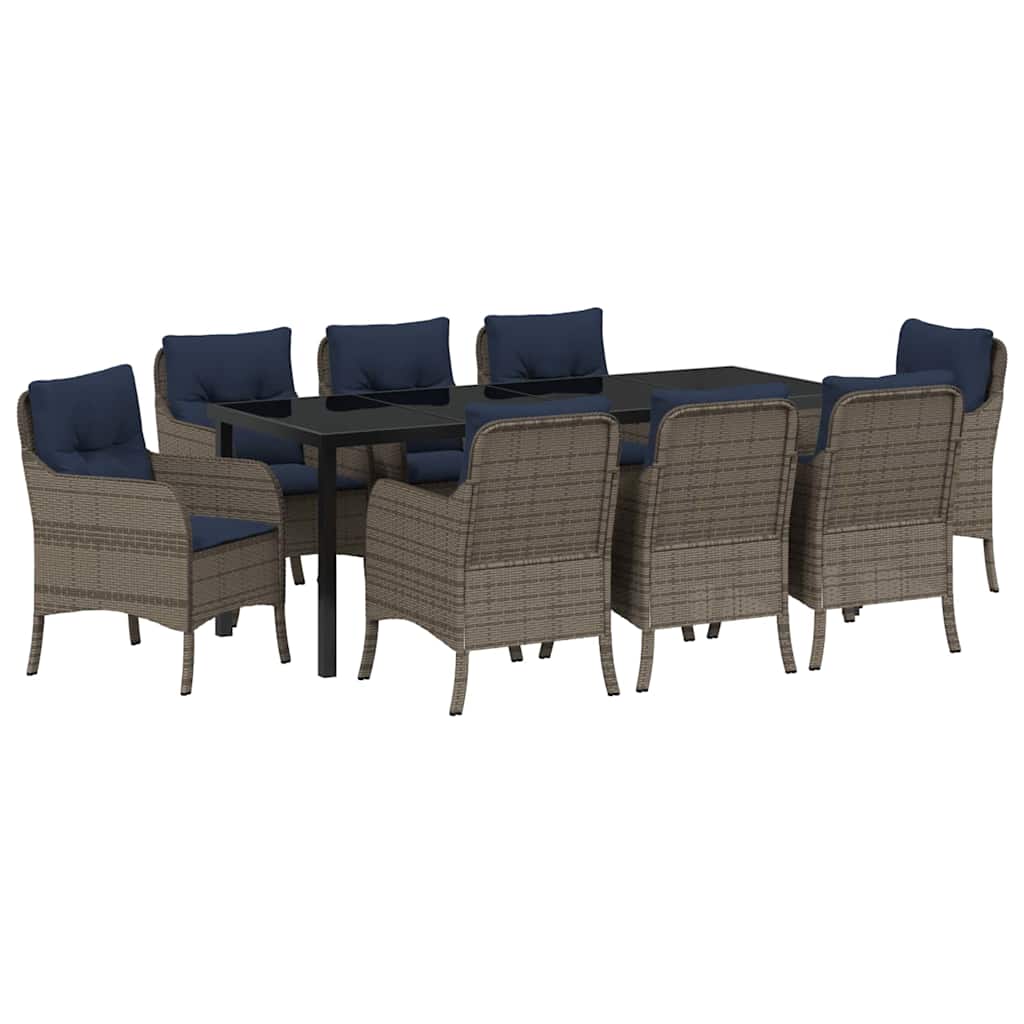 Conjunto de Comedor de Jardín 9 pcs Gris ratán sintético