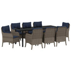 Conjunto de Comedor de Jardín 9 pcs Gris ratán sintético