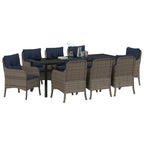 Conjunto de Comedor de Jardín 9 pcs Gris ratán sintético