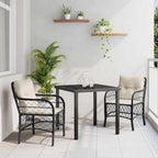Conjunto de Comedor de Jardín 3 pcs Negro ratán sintético