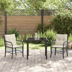 Conjunto de Comedor de Jardín 3 pcs Negro ratán sintético