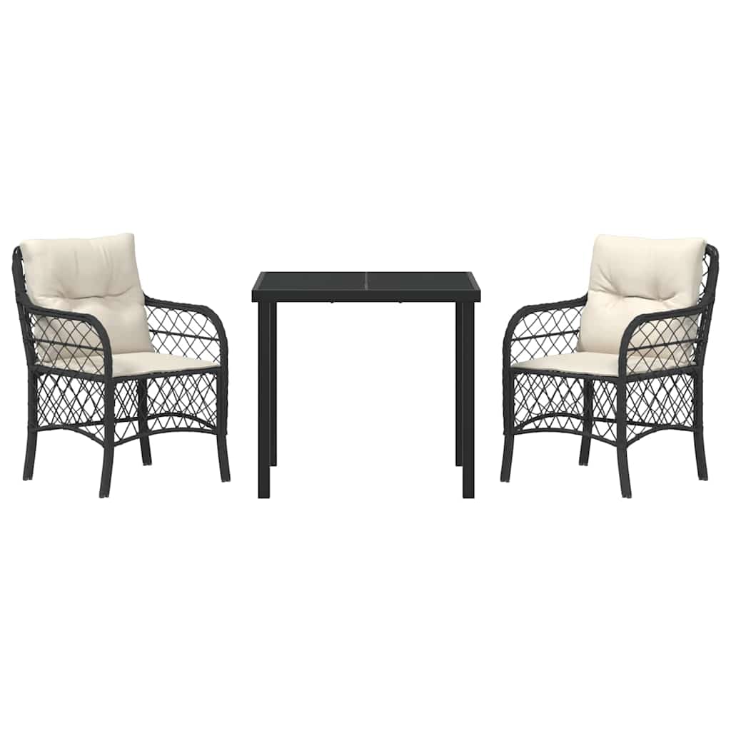 Conjunto de Comedor de Jardín 3 pcs Negro ratán sintético
