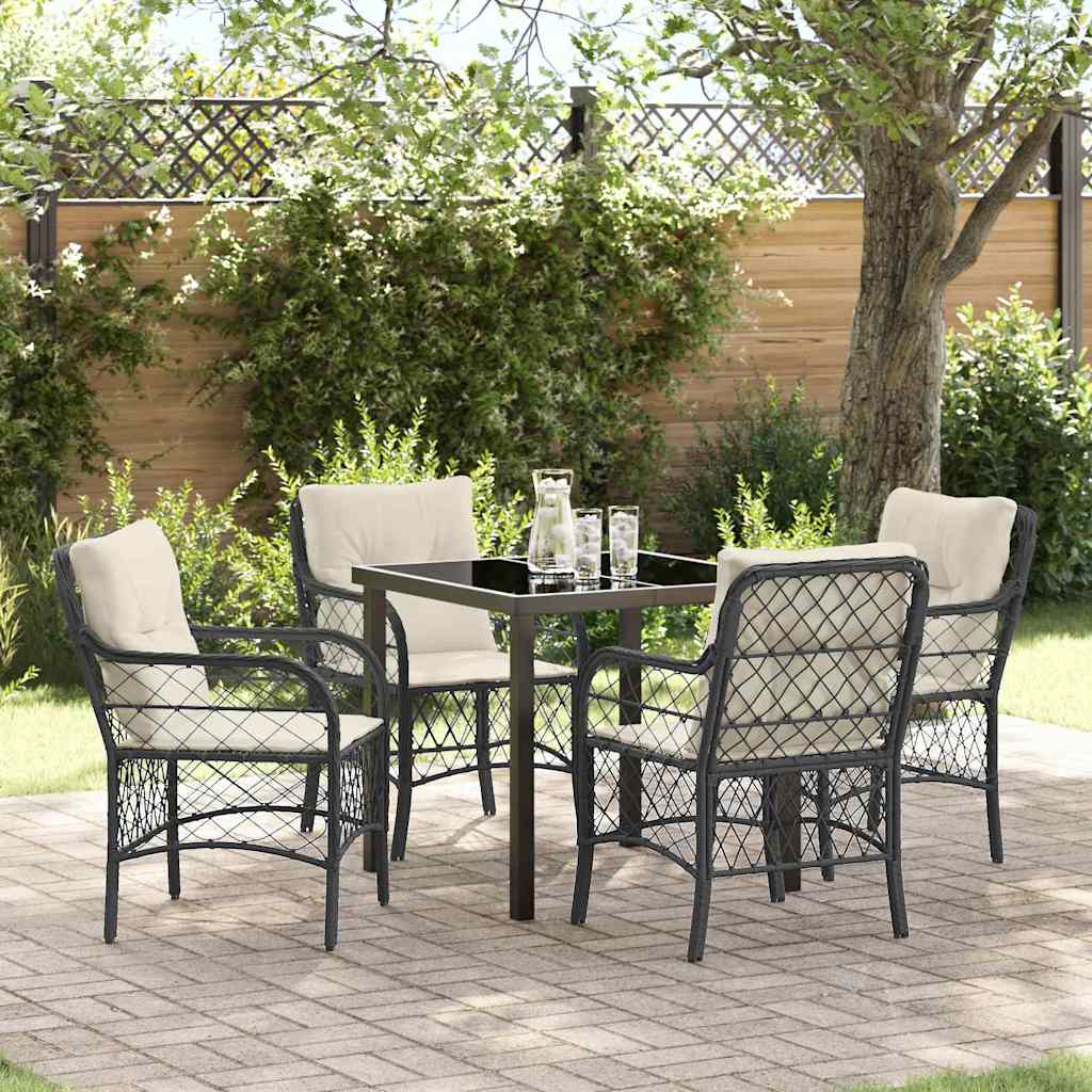 Conjunto de Comedor de Jardín 5 pcs Negro ratán sintético