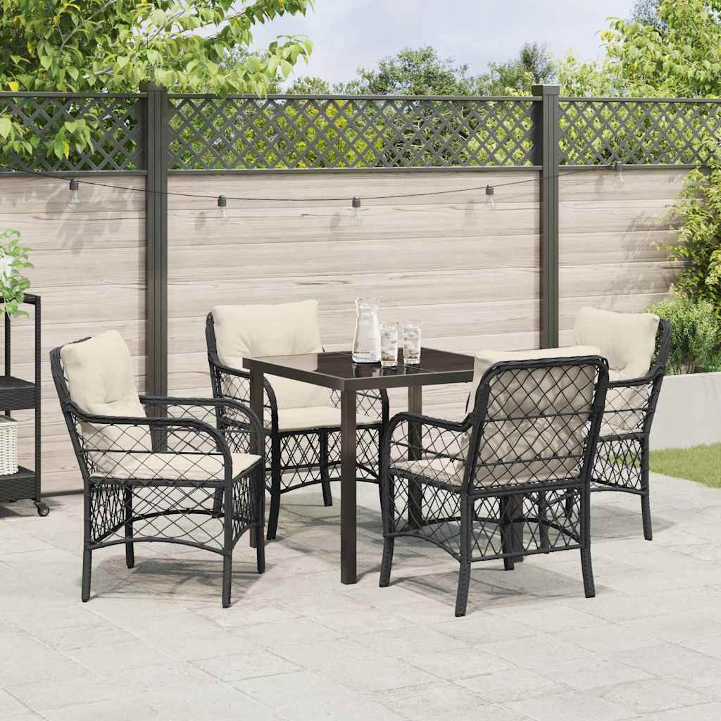 Conjunto de Comedor de Jardín 5 pcs Negro ratán sintético