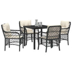 Conjunto de Comedor de Jardín 5 pcs Negro ratán sintético