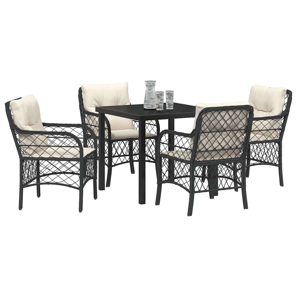 Conjunto de Comedor de Jardín 5 pcs Negro ratán sintético