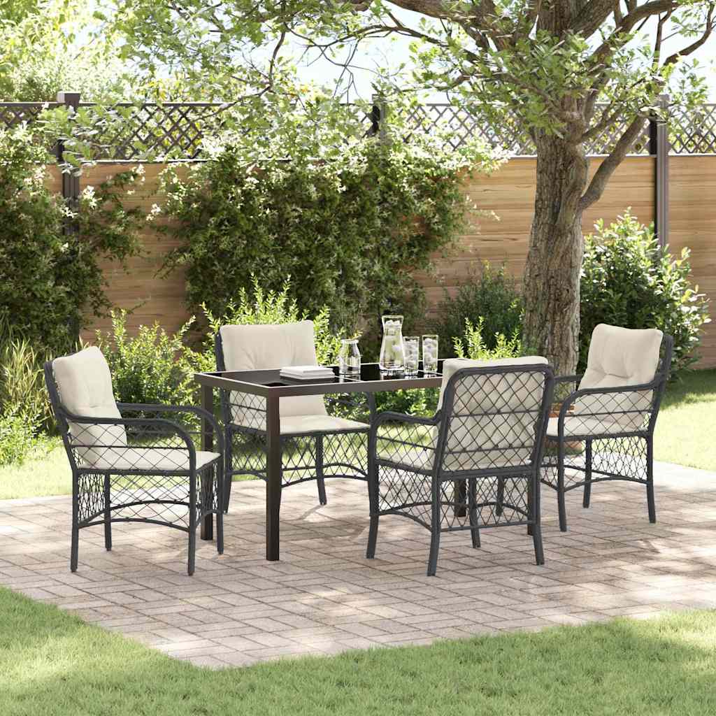 Conjunto de Comedor de Jardín 5 pcs Negro ratán sintético