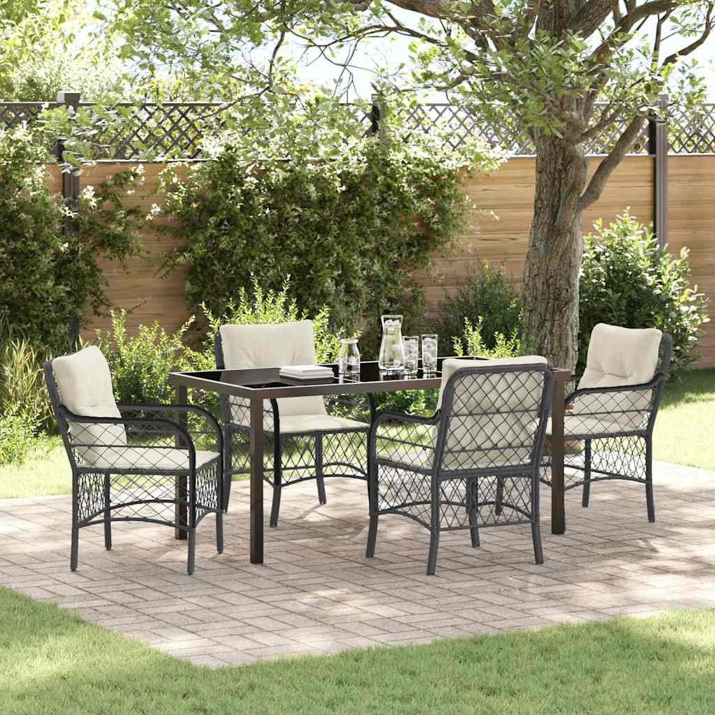 Conjunto de Comedor de Jardín 5 pcs Negro ratán sintético