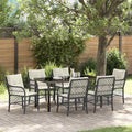 Conjunto de Comedor de Jardín 7 pcs Negro ratán sintético