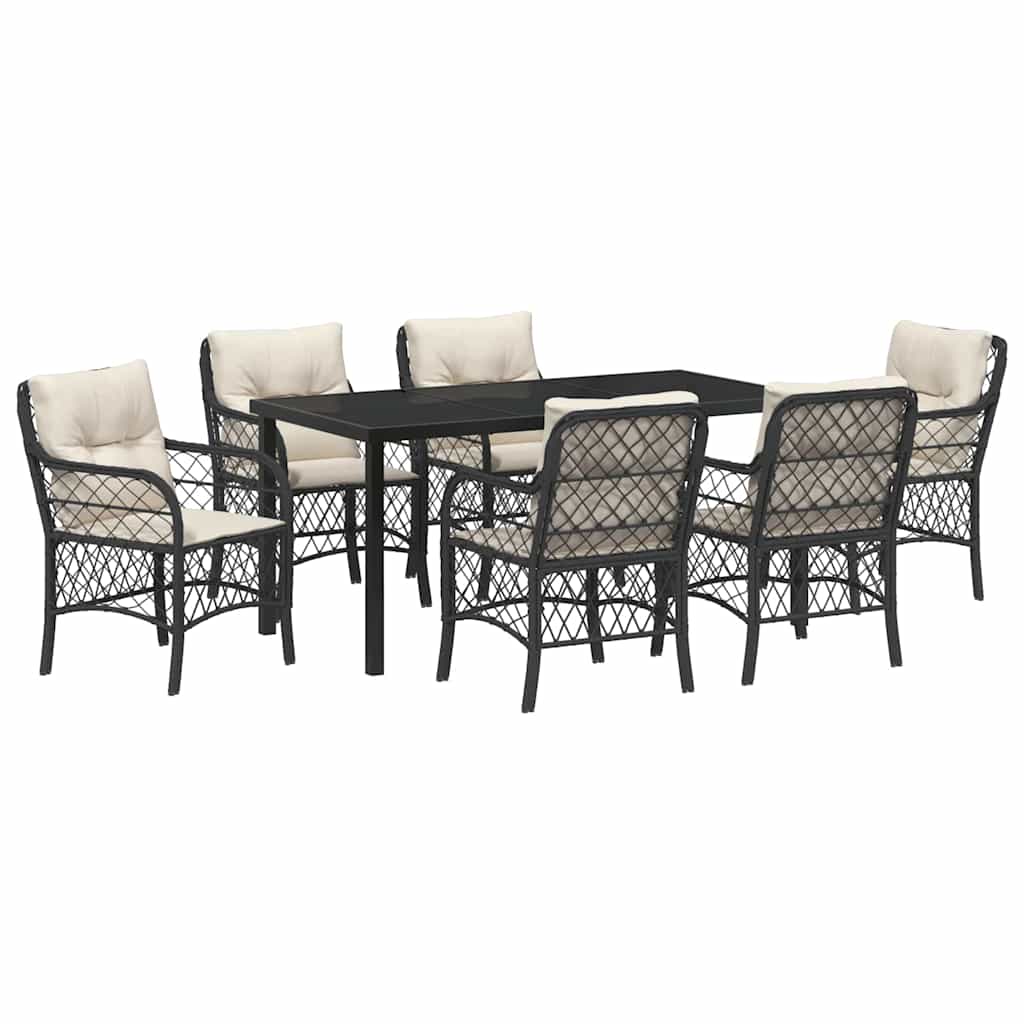 Conjunto de Comedor de Jardín 7 pcs Negro ratán sintético