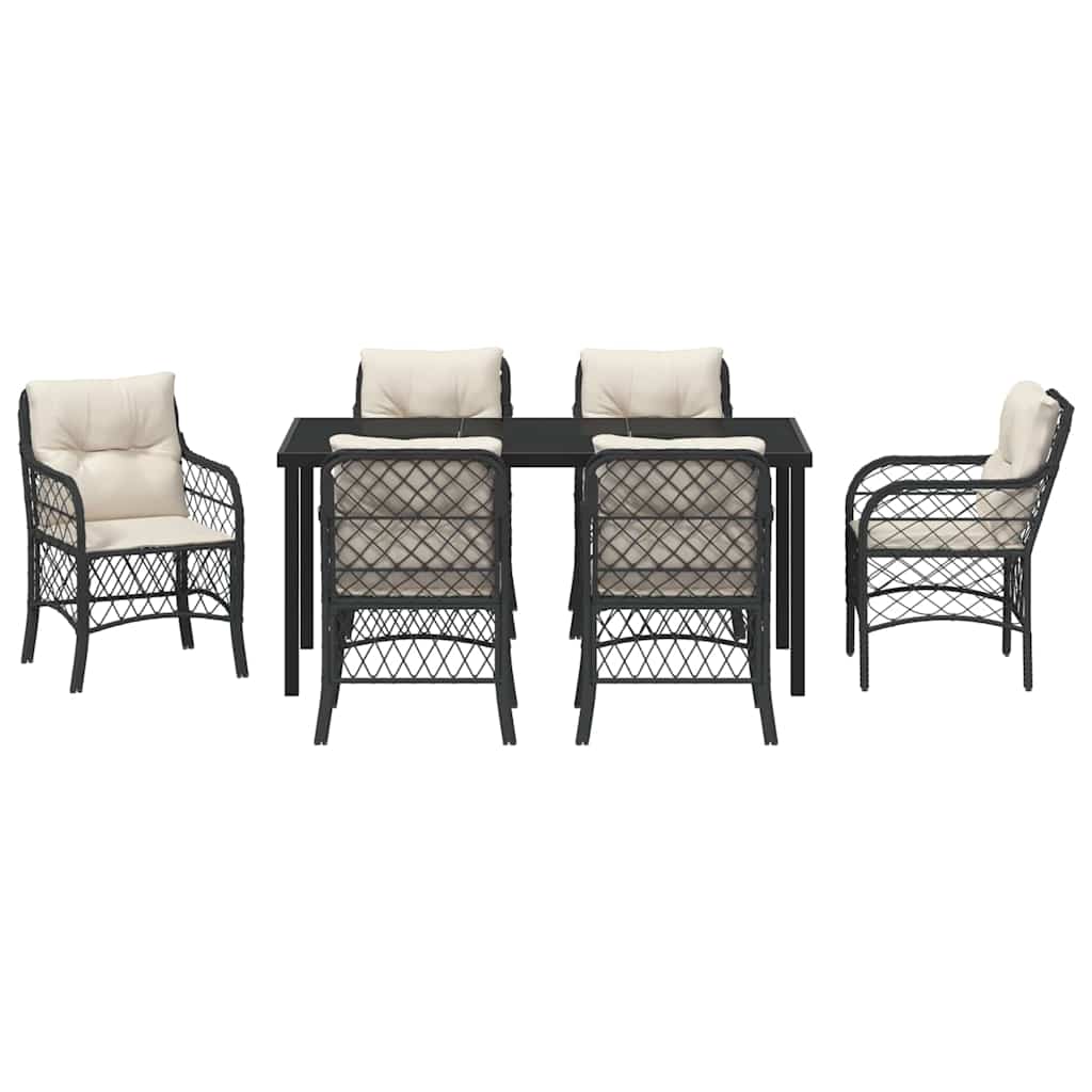 Conjunto de Comedor de Jardín 7 pcs Negro ratán sintético