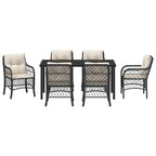 Conjunto de Comedor de Jardín 7 pcs Negro ratán sintético