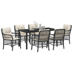 Conjunto de Comedor de Jardín 7 pcs Negro ratán sintético