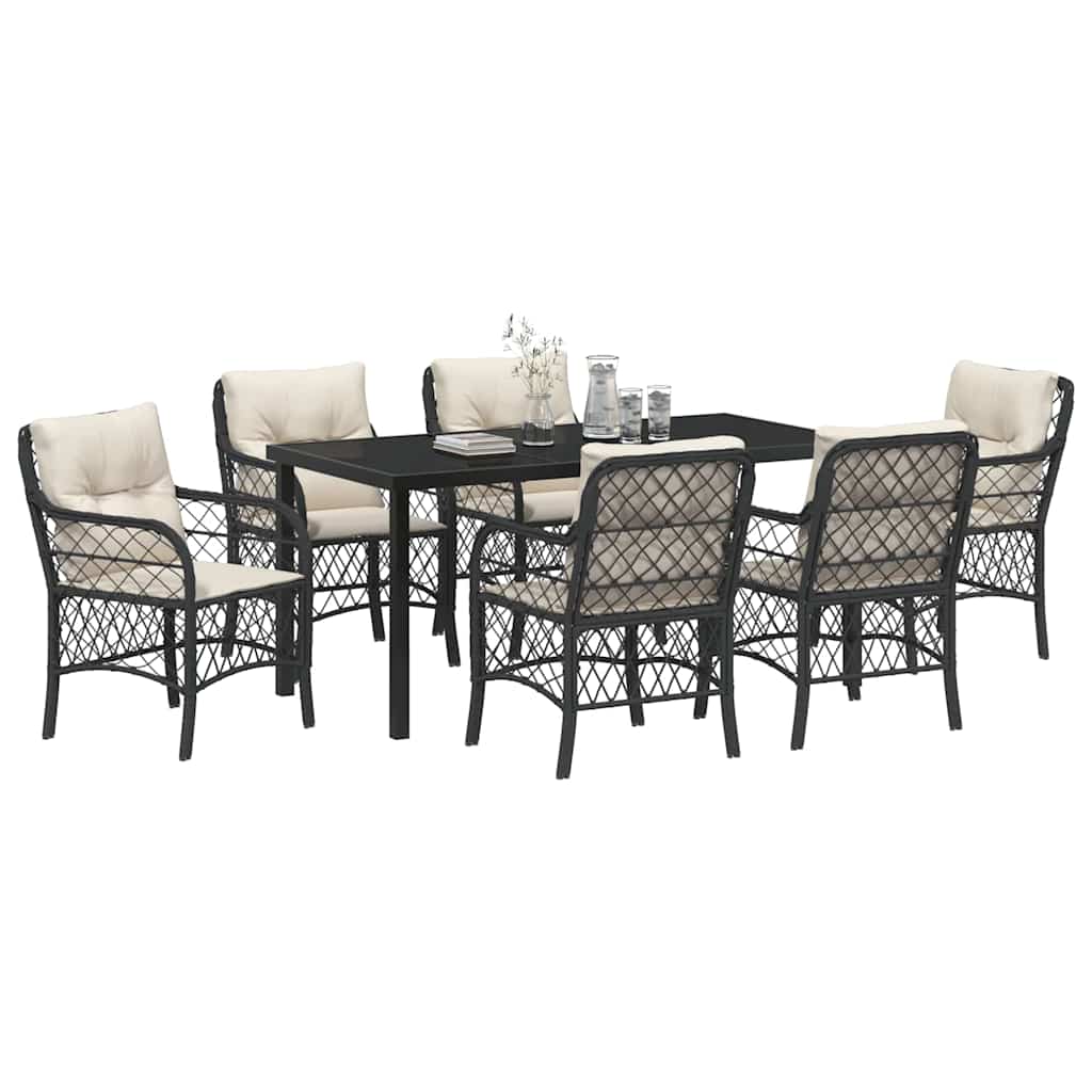 Conjunto de Comedor de Jardín 7 pcs Negro ratán sintético