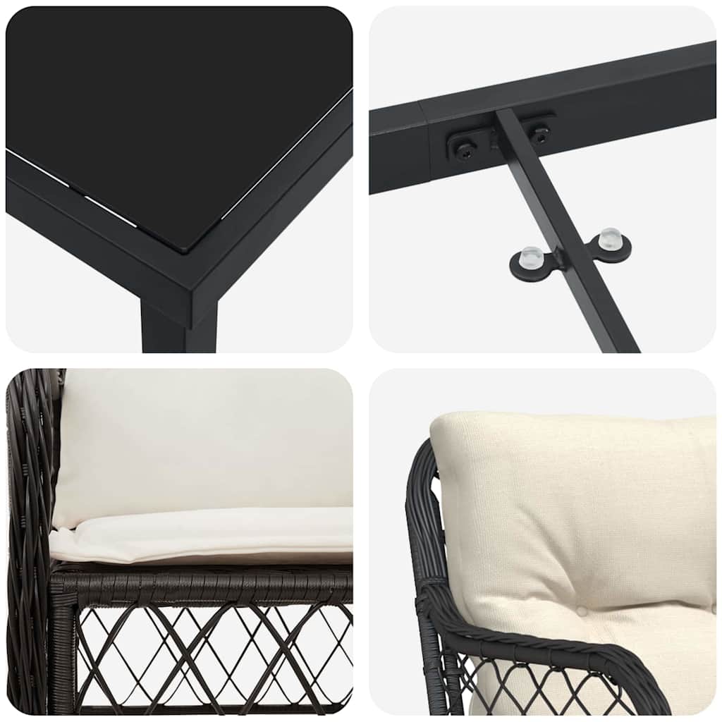 Conjunto de Comedor de Jardín 9 pcs Negro ratán sintético