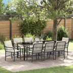Conjunto de Comedor de Jardín 9 pcs Negro ratán sintético