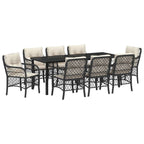 Conjunto de Comedor de Jardín 9 pcs Negro ratán sintético