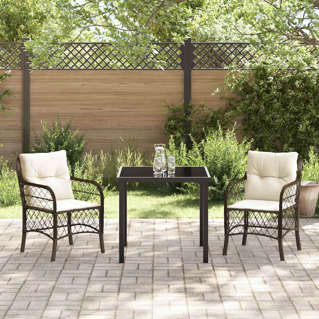 Conjunto de Comedor de Jardín 3 pcs Marrón ratán sintético