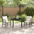 Conjunto de Comedor de Jardín 3 pcs Marrón ratán sintético