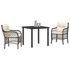 Conjunto de Comedor de Jardín 3 pcs Marrón ratán sintético