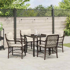Conjunto de Comedor de Jardín 5 pcs Marrón ratán sintético