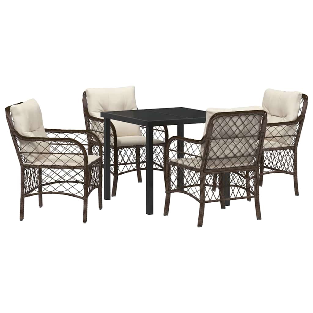 Conjunto de Comedor de Jardín 5 pcs Marrón ratán sintético