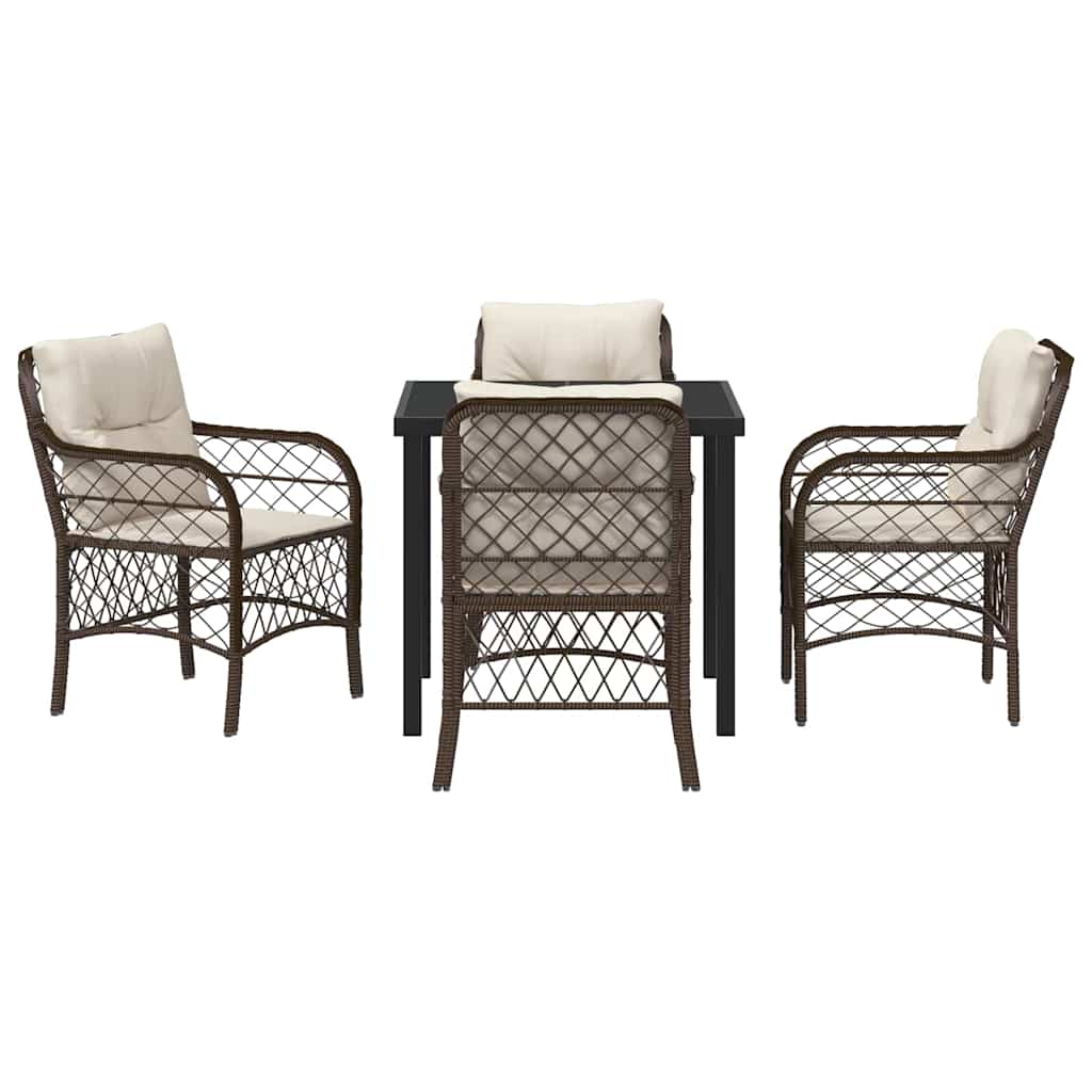 Conjunto de Comedor de Jardín 5 pcs Marrón ratán sintético
