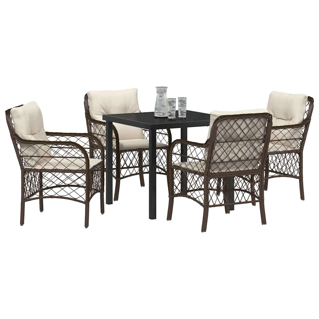 Conjunto de Comedor de Jardín 5 pcs Marrón ratán sintético