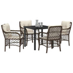Conjunto de Comedor de Jardín 5 pcs Marrón ratán sintético