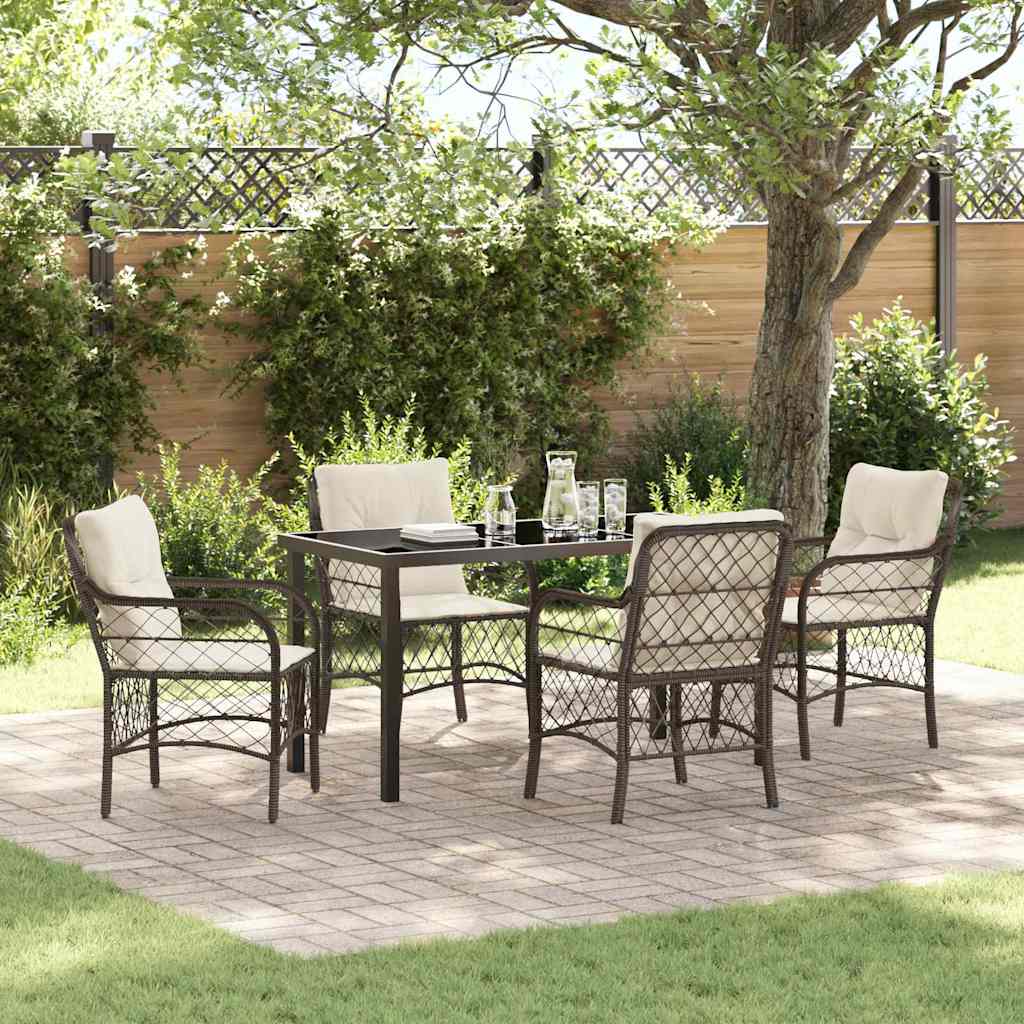Conjunto de Comedor de Jardín 5 pcs Marrón ratán sintético