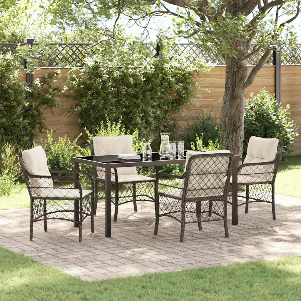 Conjunto de Comedor de Jardín 5 pcs Marrón ratán sintético