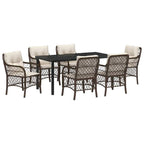 Conjunto de Comedor de Jardín 7 pcs Marrón ratán sintético