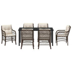 Conjunto de Comedor de Jardín 7 pcs Marrón ratán sintético