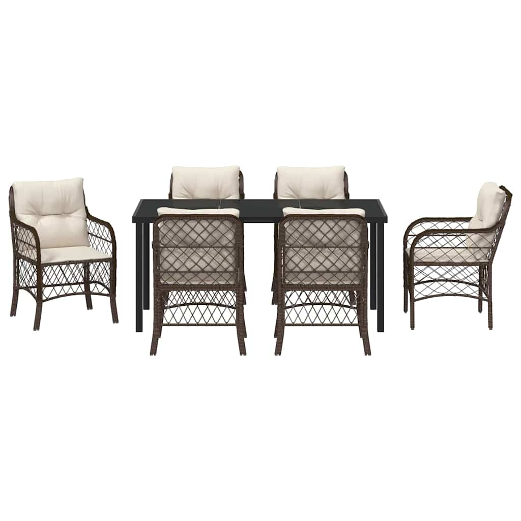 Conjunto de Comedor de Jardín 7 pcs Marrón ratán sintético
