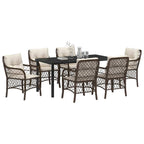 Conjunto de Comedor de Jardín 7 pcs Marrón ratán sintético