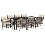 Conjunto de Comedor de Jardín 9 pcs Marrón ratán sintético