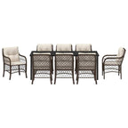 Conjunto de Comedor de Jardín 9 pcs Marrón ratán sintético
