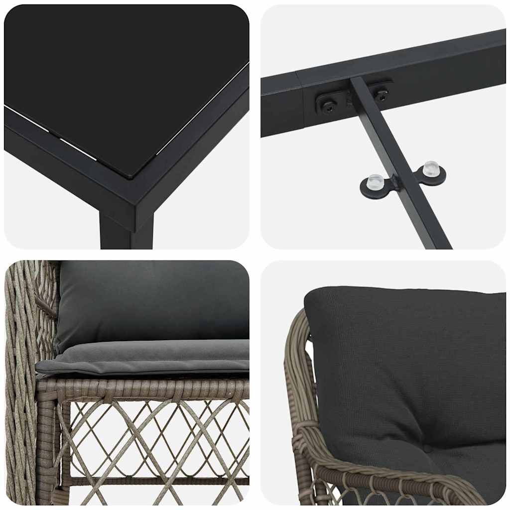 Conjunto de Comedor de Jardín 3 pcs Gris ratán sintético
