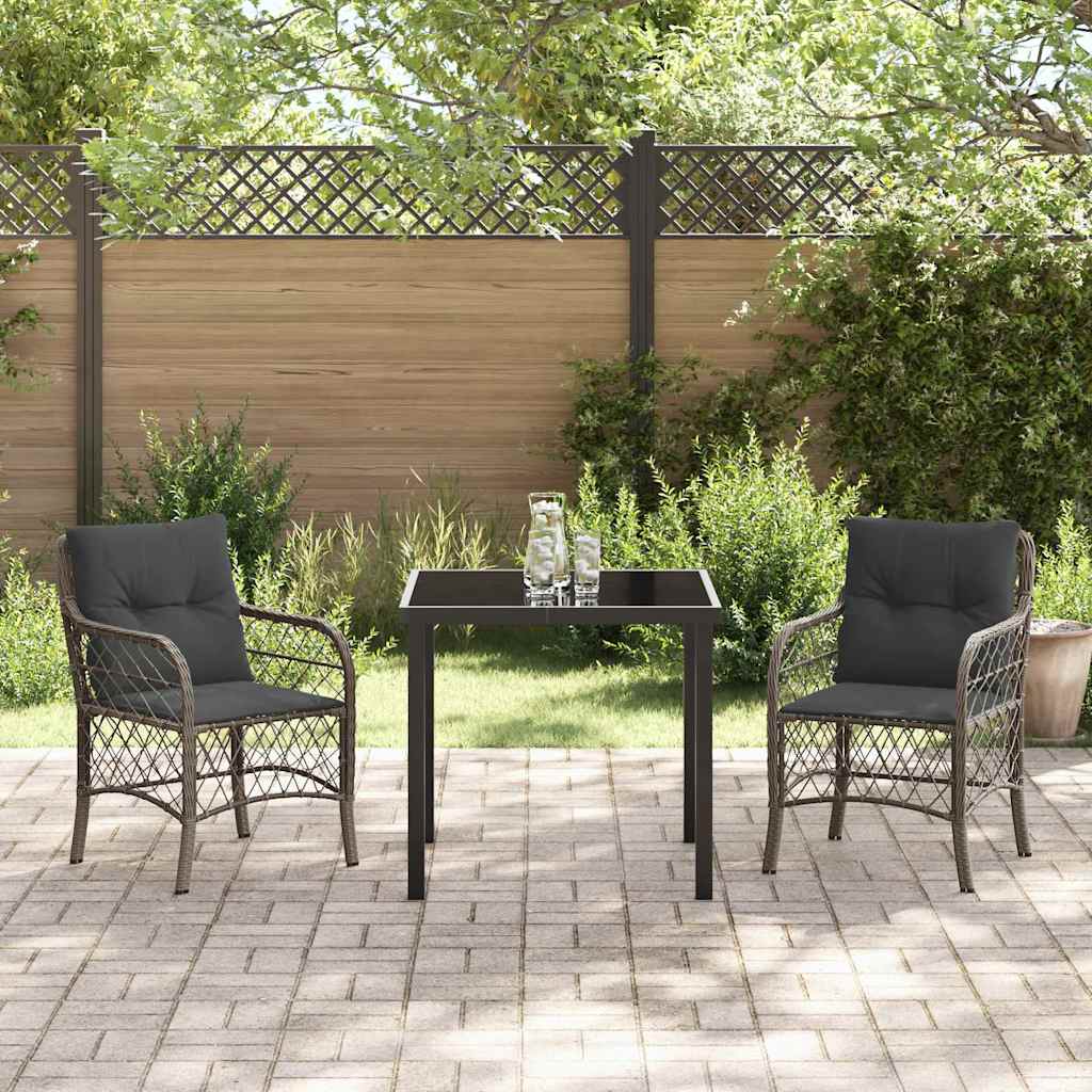 Conjunto de Comedor de Jardín 3 pcs Gris ratán sintético